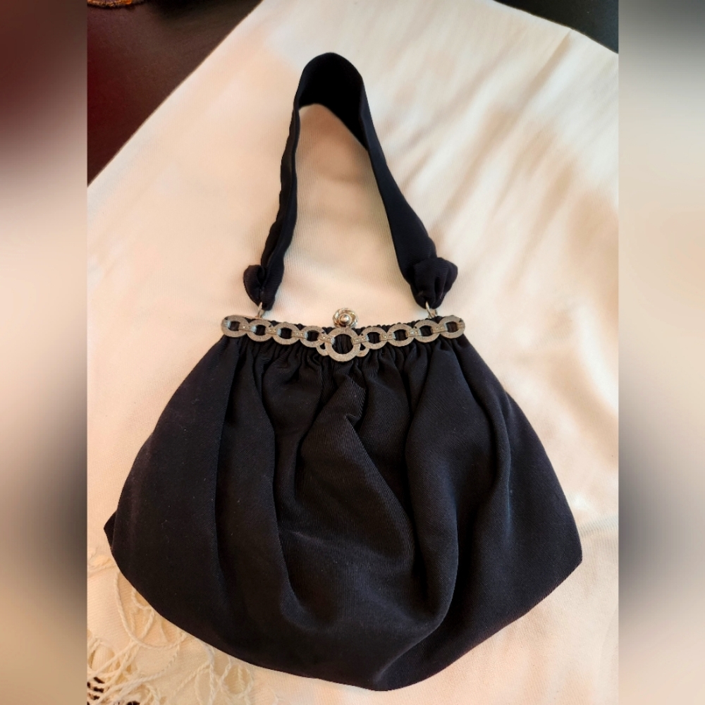 Vintage 40s Black Evening Purse